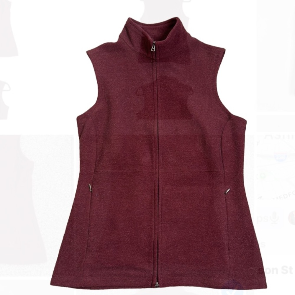 Ibex Burgundy Maroon merino wool zip up vest size small